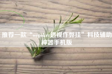 推荐一款“wepoker透视作弊挂	”科技辅助神器手机版