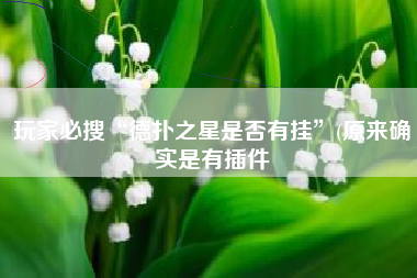 玩家必搜“德扑之星是否有挂	”(原来确实是有插件