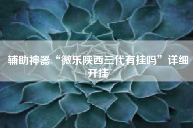 辅助神器“微乐陕西三代有挂吗”详细开挂