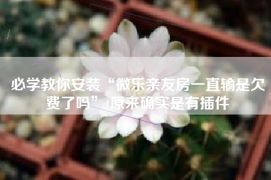 必学教你安装“微乐亲友房一直输是欠费了吗”(原来确实是有插件