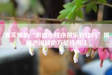 真实辅助“微信小程序微乐有挂吗”揭秘透视辅助万能挂用法