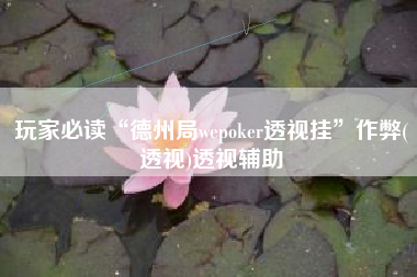 玩家必读“德州局wepoker透视挂	”作弊(透视)透视辅助